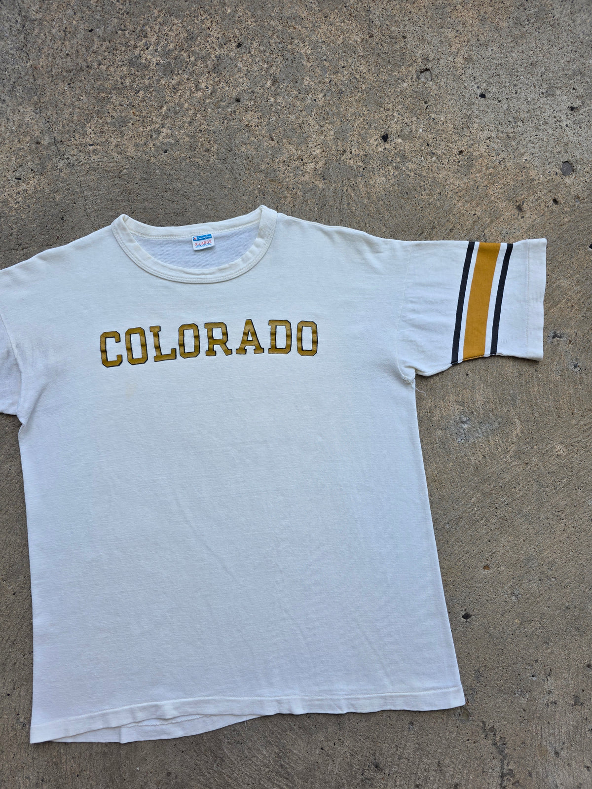 1970s Colorado University Champion Blue Bar Shirt XL